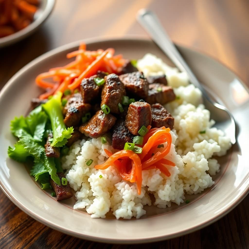 Korean BBQ Beef Bowls with Kimchi Slaw