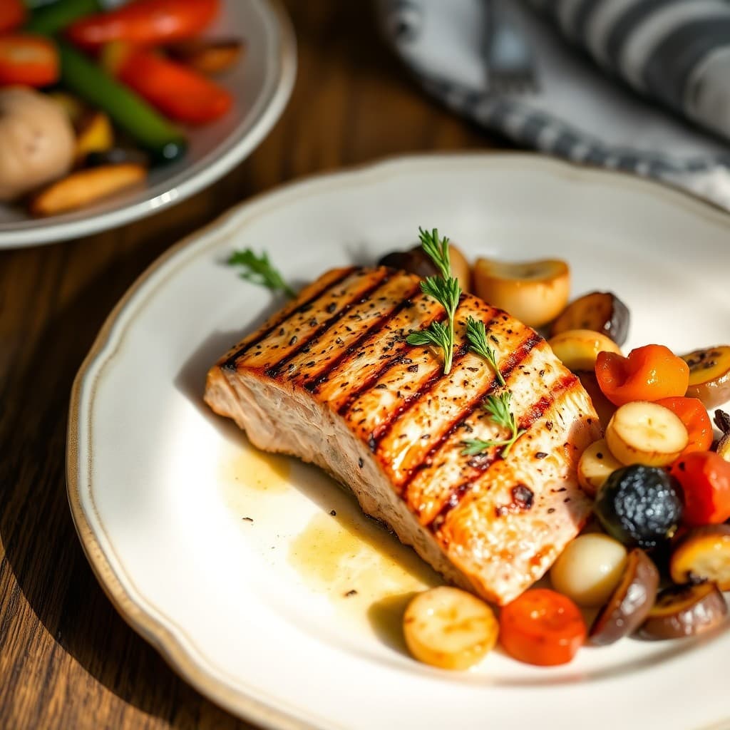 Grilled Salmon and Roasted Veggies