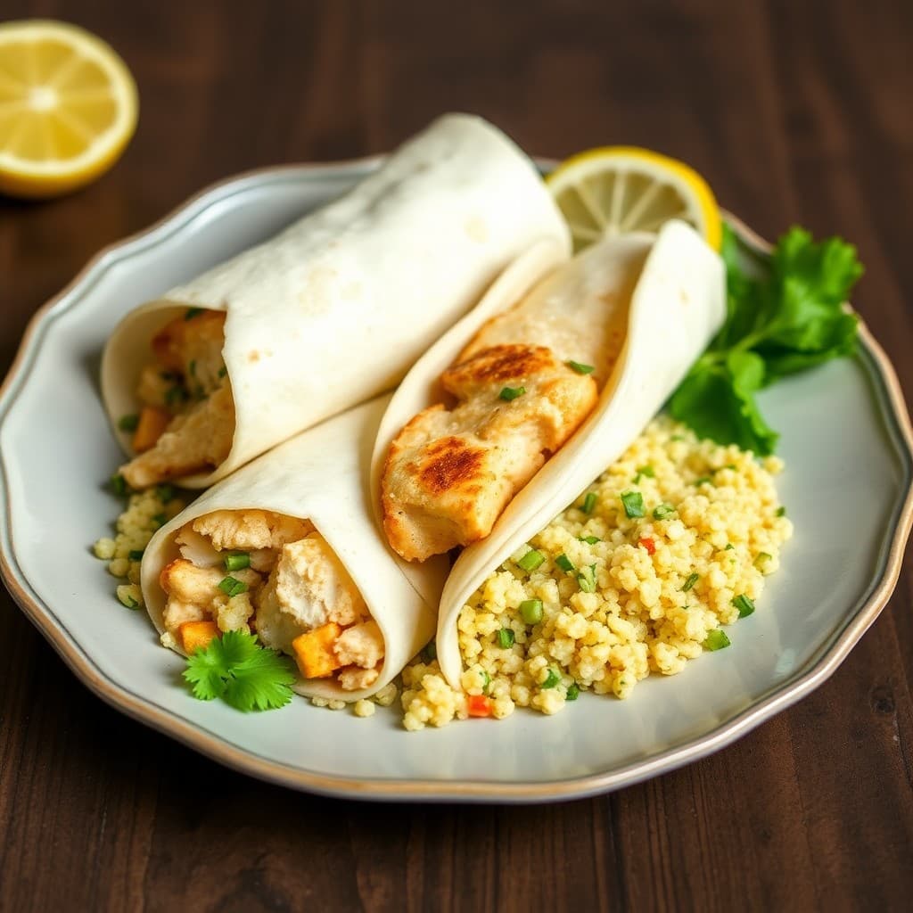 Zesty Lemon Chicken Wraps with Garlic Herb Quinoa