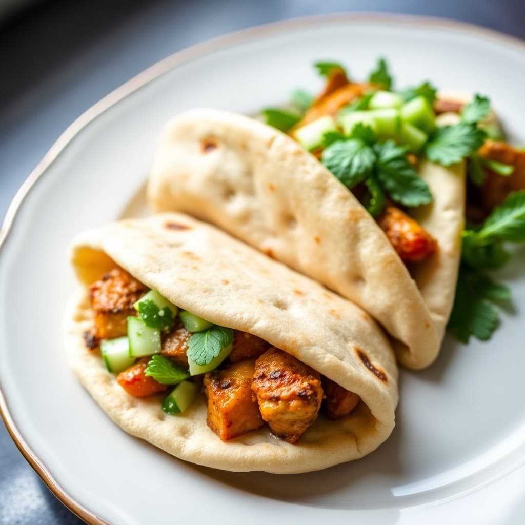 Aromatic Lebanese Chicken Pitas with Cucumber Mint Salad