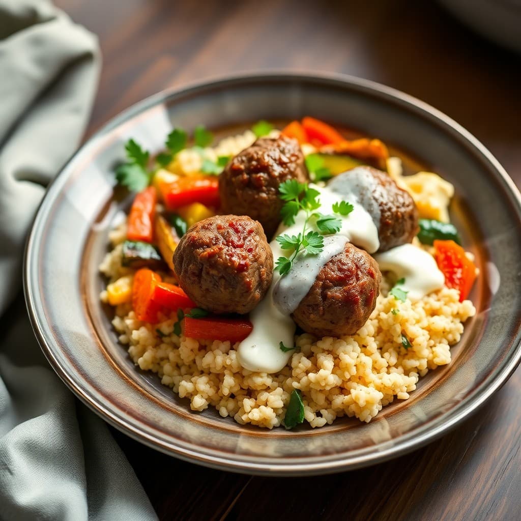 Moroccan-Spiced Lamb Meatball Bowls