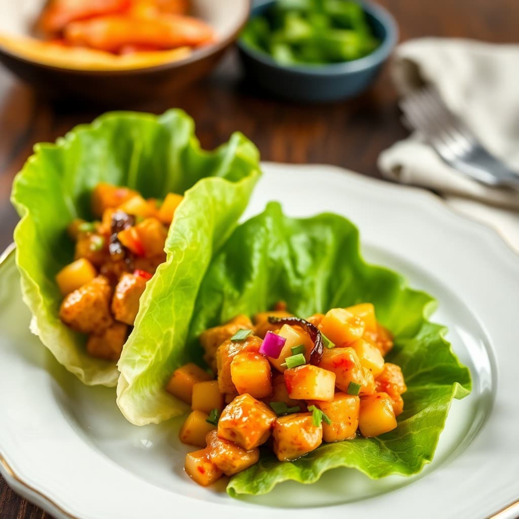 Mango Coconut Chicken Lettuce Wraps