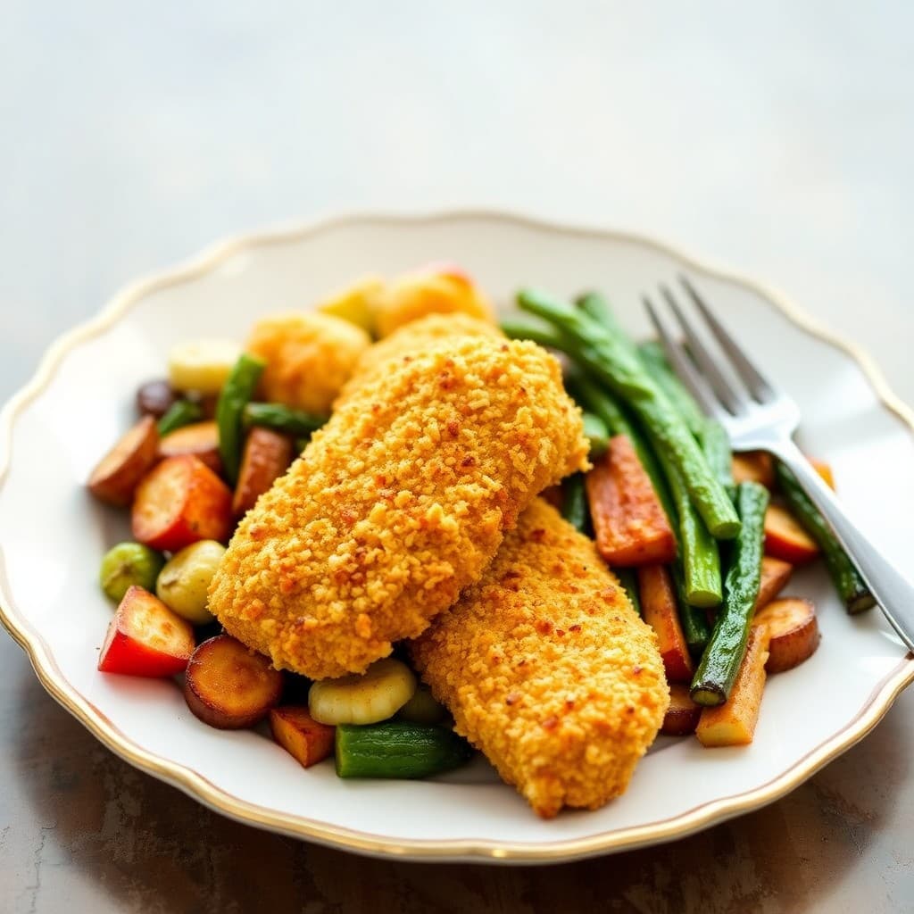 Baked Parmesan Chicken Tenders with Roasted Veggies