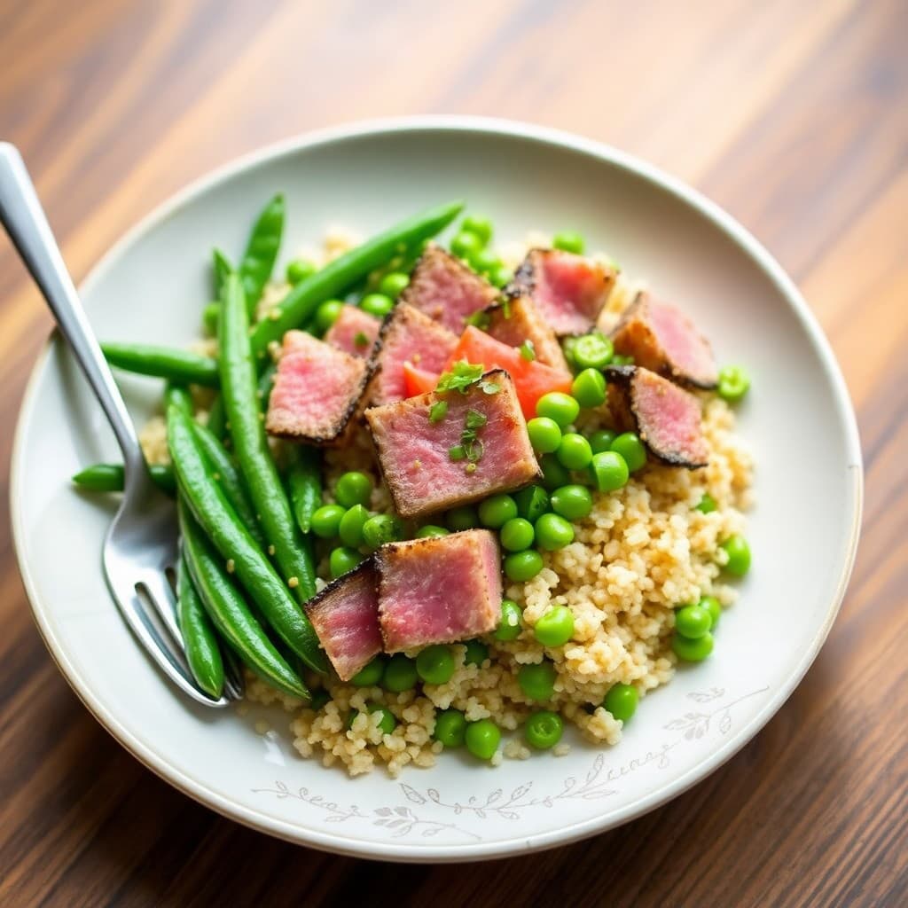 Seared Ahi Tuna Poke Bowl with Edamame and Quinoa