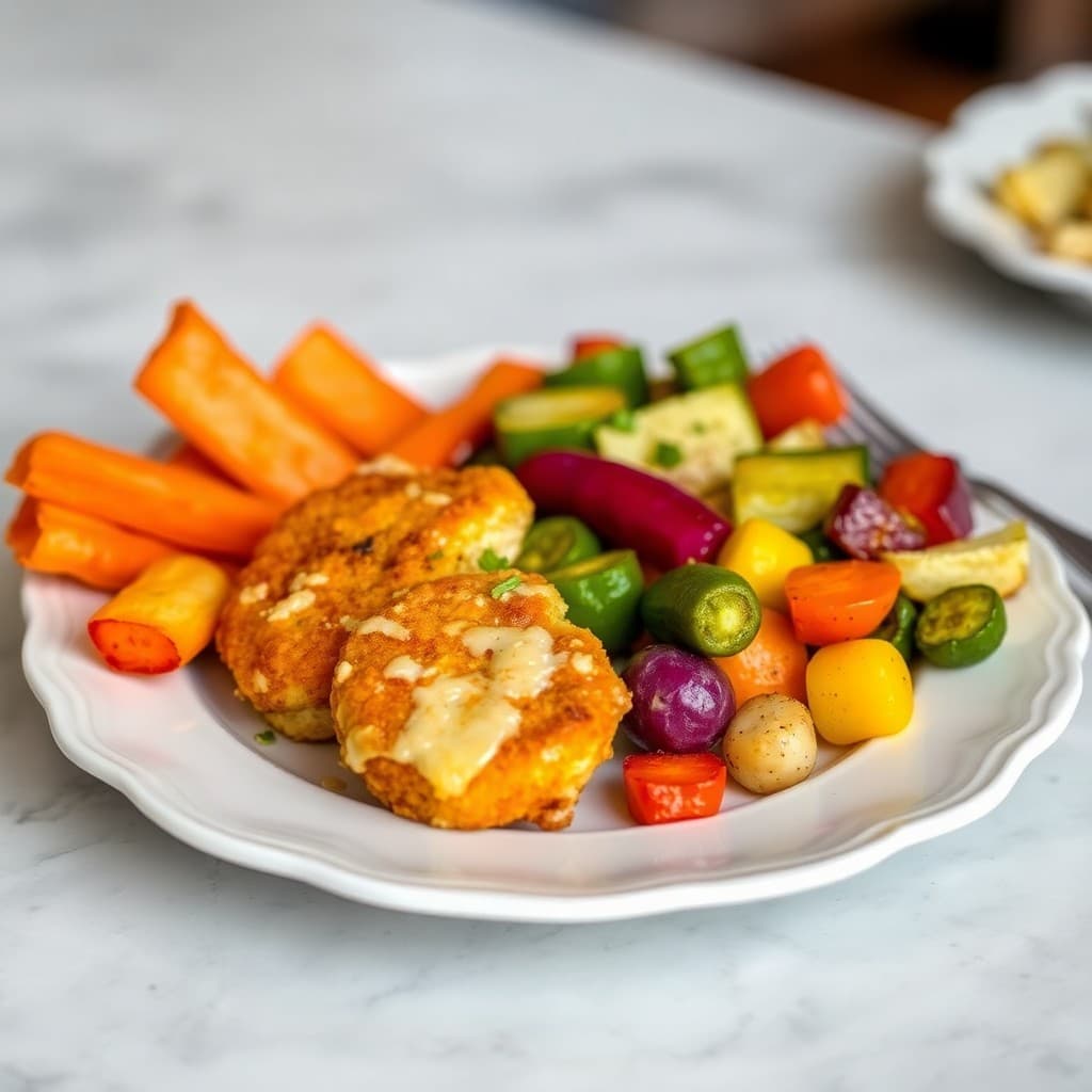 Cheesy Chicken Nuggets with Roasted Veggies