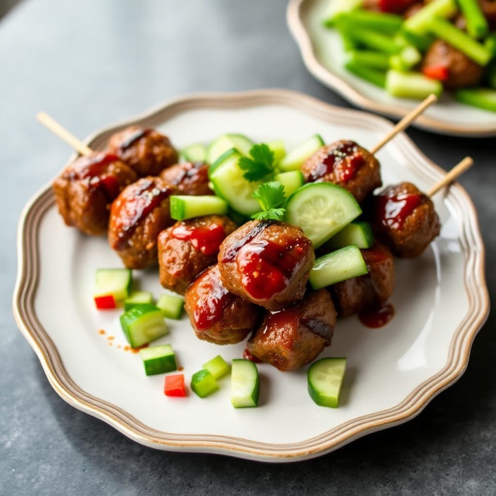 Korean BBQ Meatball Skewers