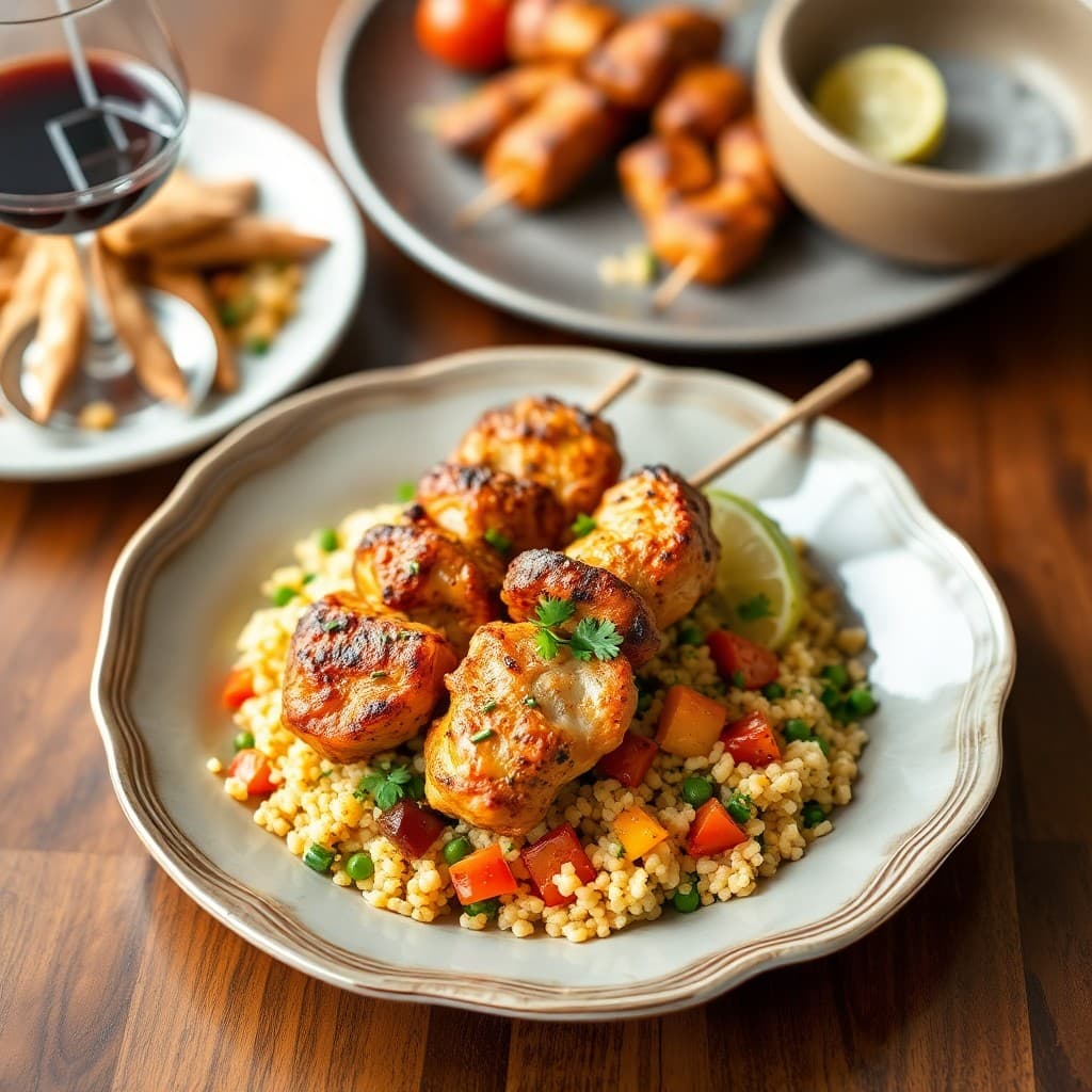 Moroccan Spiced Chicken Skewers with Roasted Vegetable Couscous