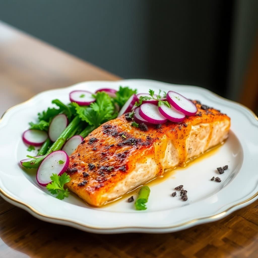 Roasted Autumn Salmon with Buttered Radish Salad