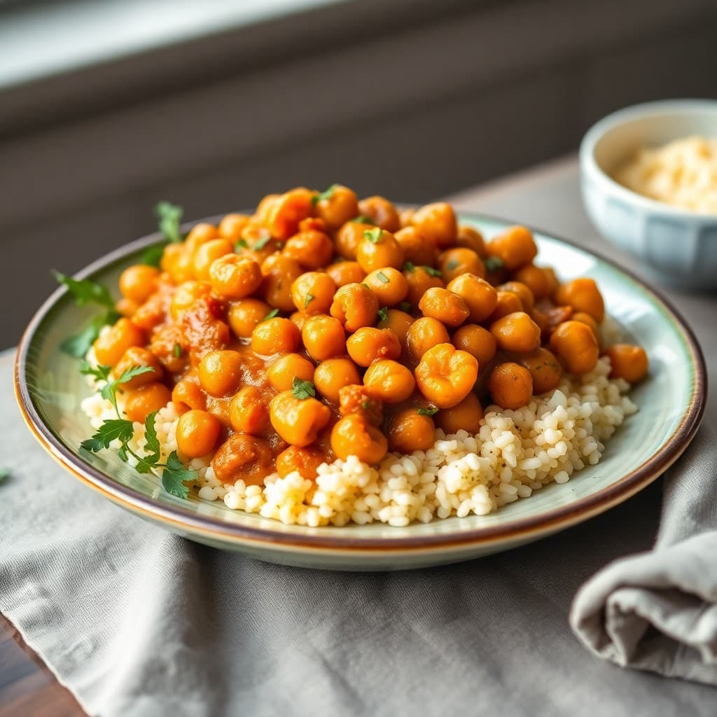 Moroccan-Spiced Chickpea & Apricot Tagine with Herbed Couscous