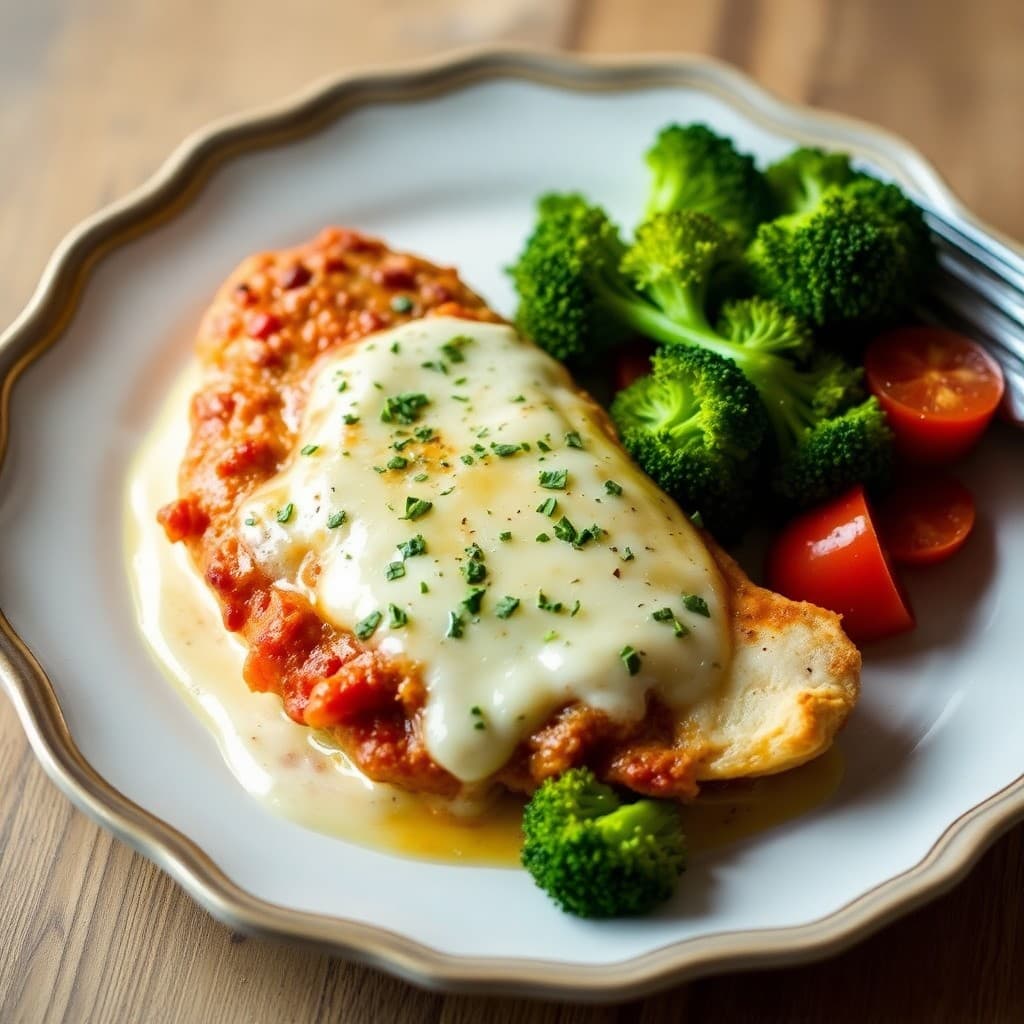 Zesty Lemon Chicken Parmesan with Garlic Roasted Broccoli