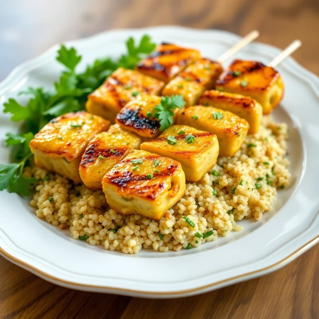 Zesty Lemon Chicken Skewers with Herbed Quinoa