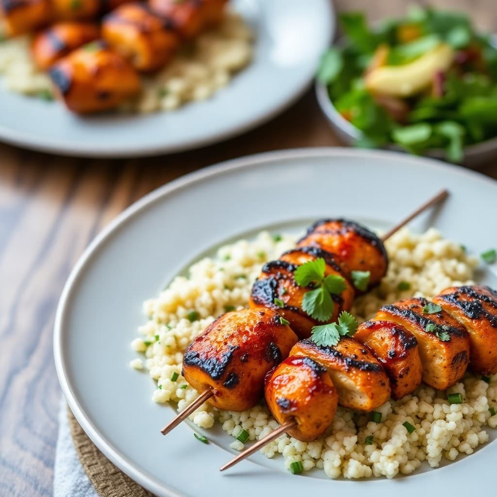 Zesty Moroccan-Spiced Chicken Skewers with Herbed Couscous