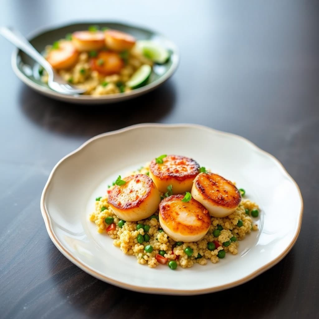 Seared Chili-Lime Scallops with Zesty Quinoa Salad