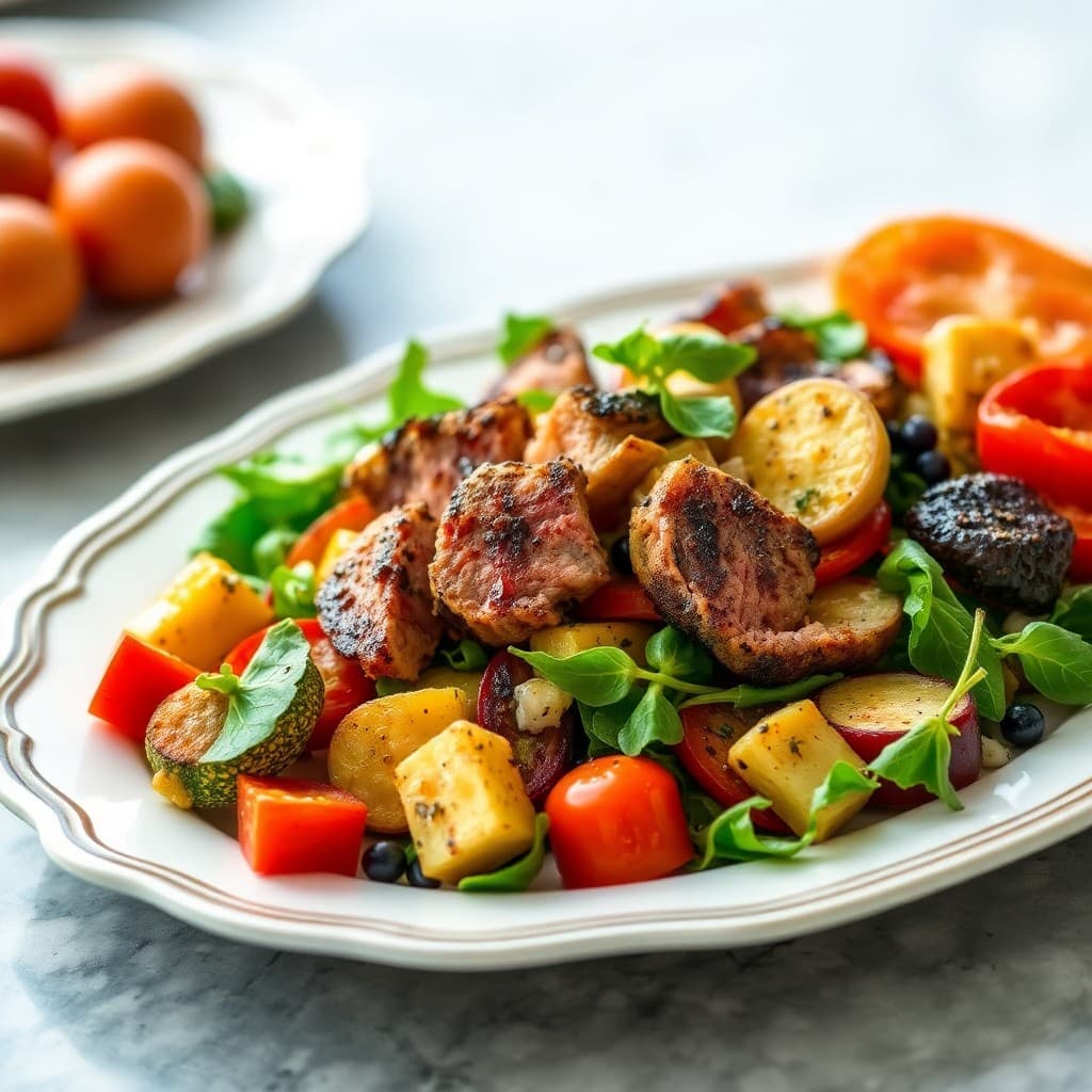 Seared Tuna Niçoise Salad with Roasted Vegetables