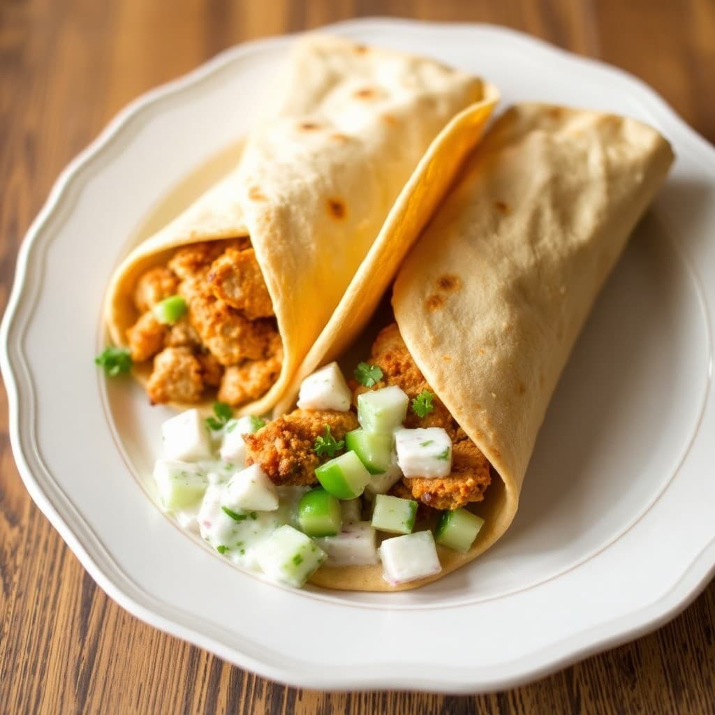 Zesty Chicken Shawarma Wraps with Creamy Cucumber Salad