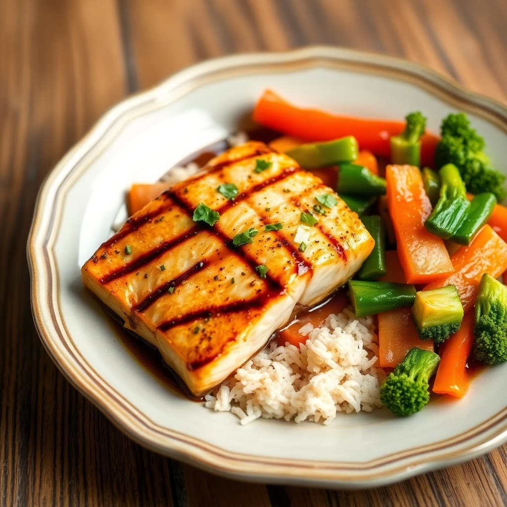 Grilled Teriyaki Salmon with Stir-Fried Vegetables