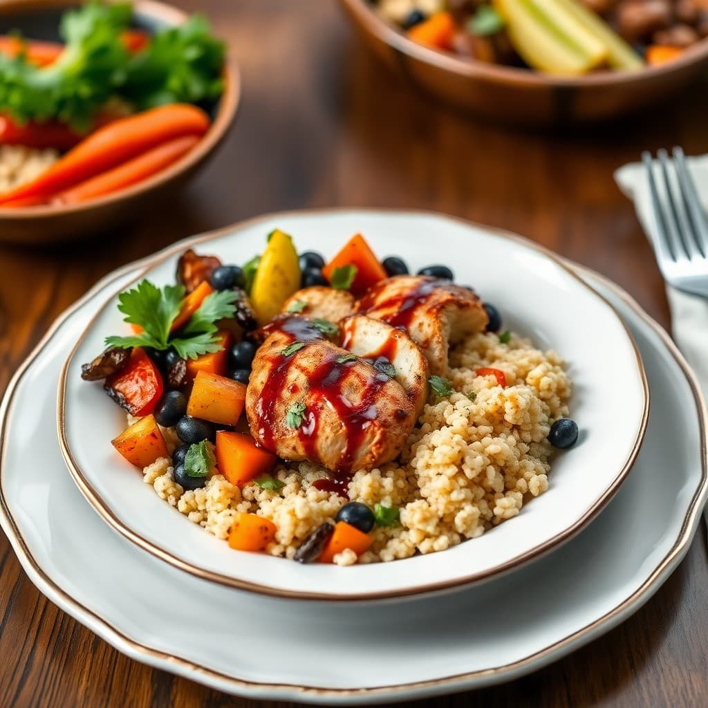 Balsamic Glazed Chicken and Roasted Veggie Bowls