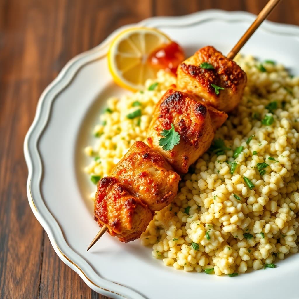 Moroccan-Spiced Chicken Skewers with Herbed Couscous