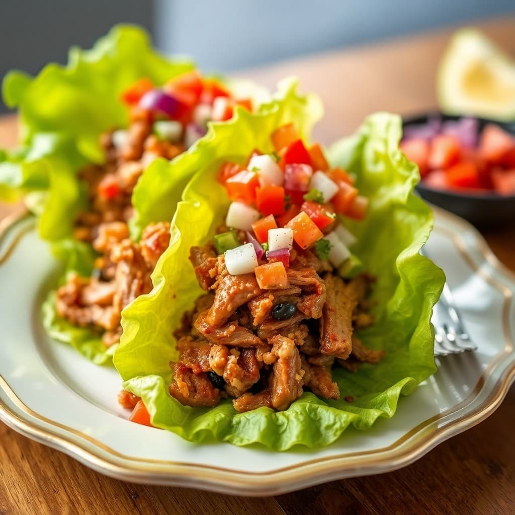 Zesty Pork Carnitas Lettuce Wraps