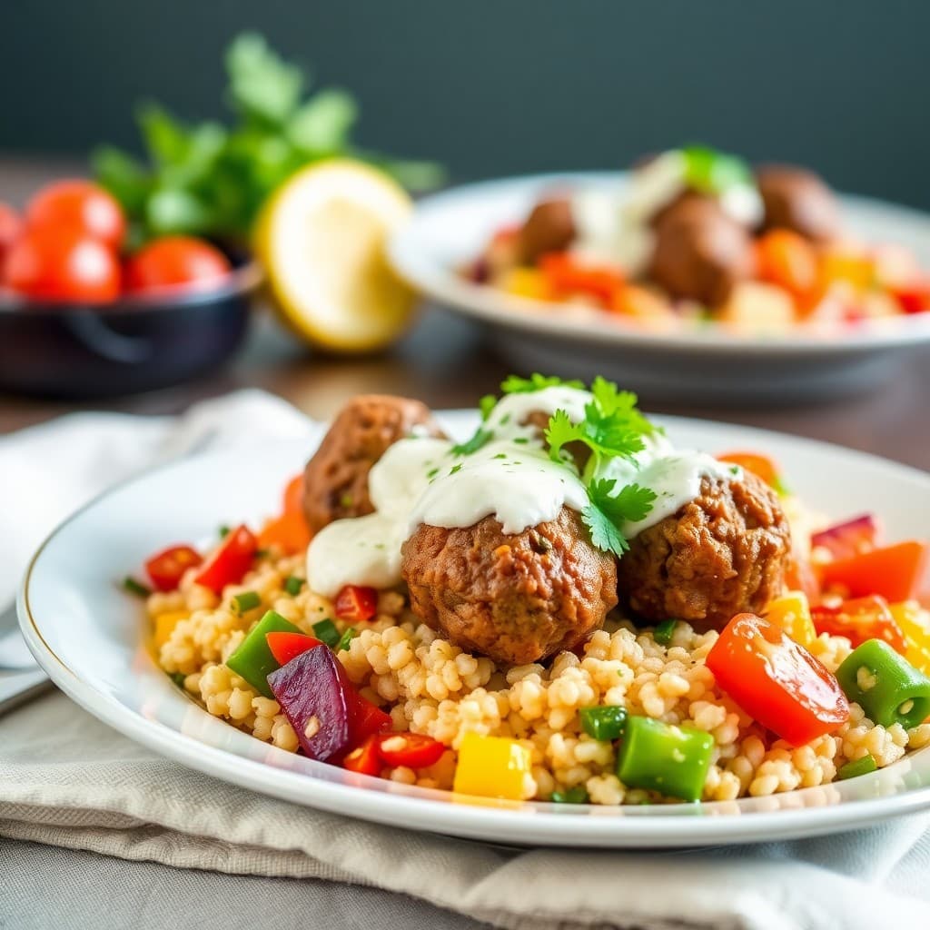 Zesty Mediterranean Lamb Meatball Bowls