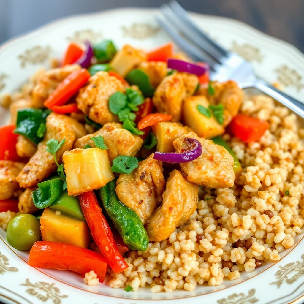 Zesty Peruvian Chicken Stir-Fry with Quinoa Fried Rice