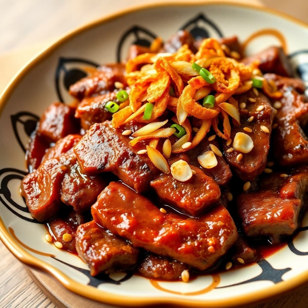 Korean Gochujang Beef Bulgogi with Crispy Shallots