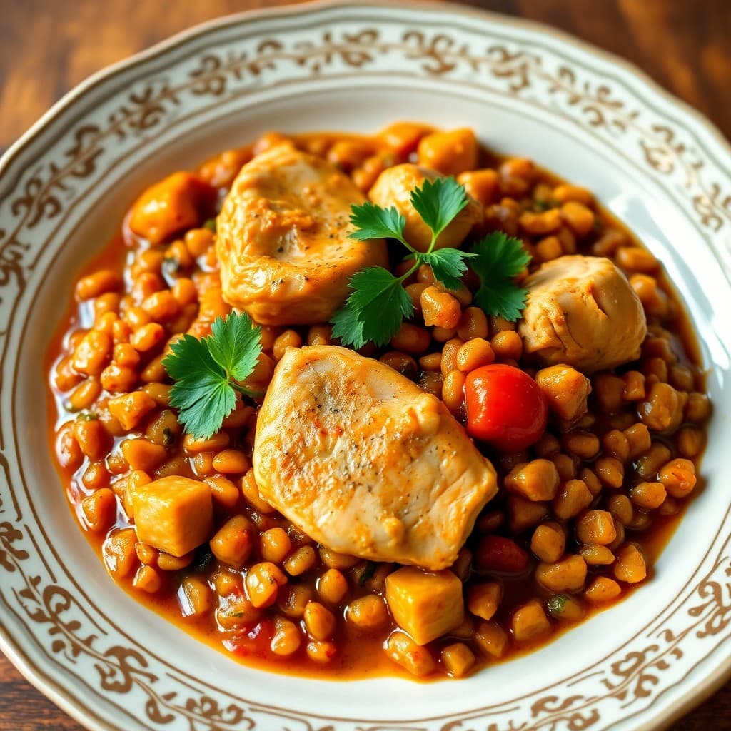 Moroccan Lentil and Chicken Stew