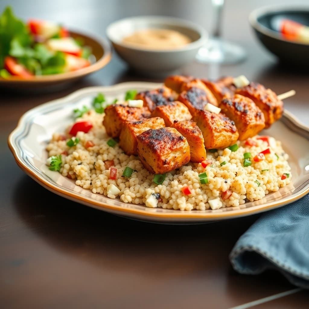 Moroccan Spiced Chicken Skewers with Couscous Salad