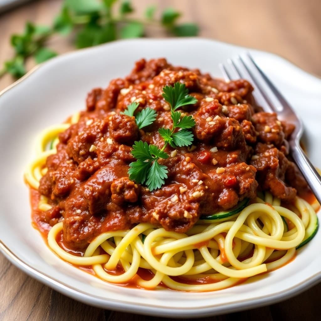 Keto Beef Bolognese with Zucchini Noodles