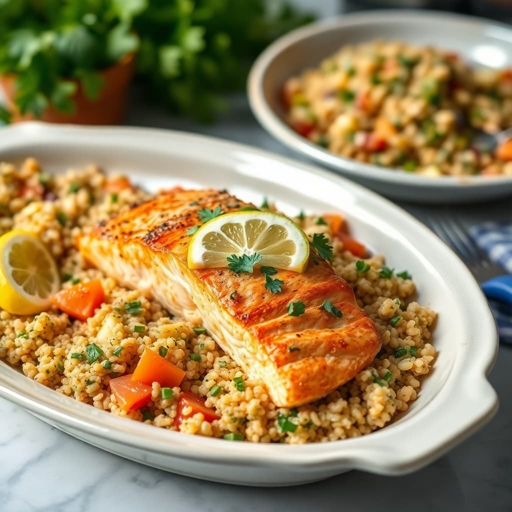 Provençal Salmon Roast with Lemon Herb Quinoa