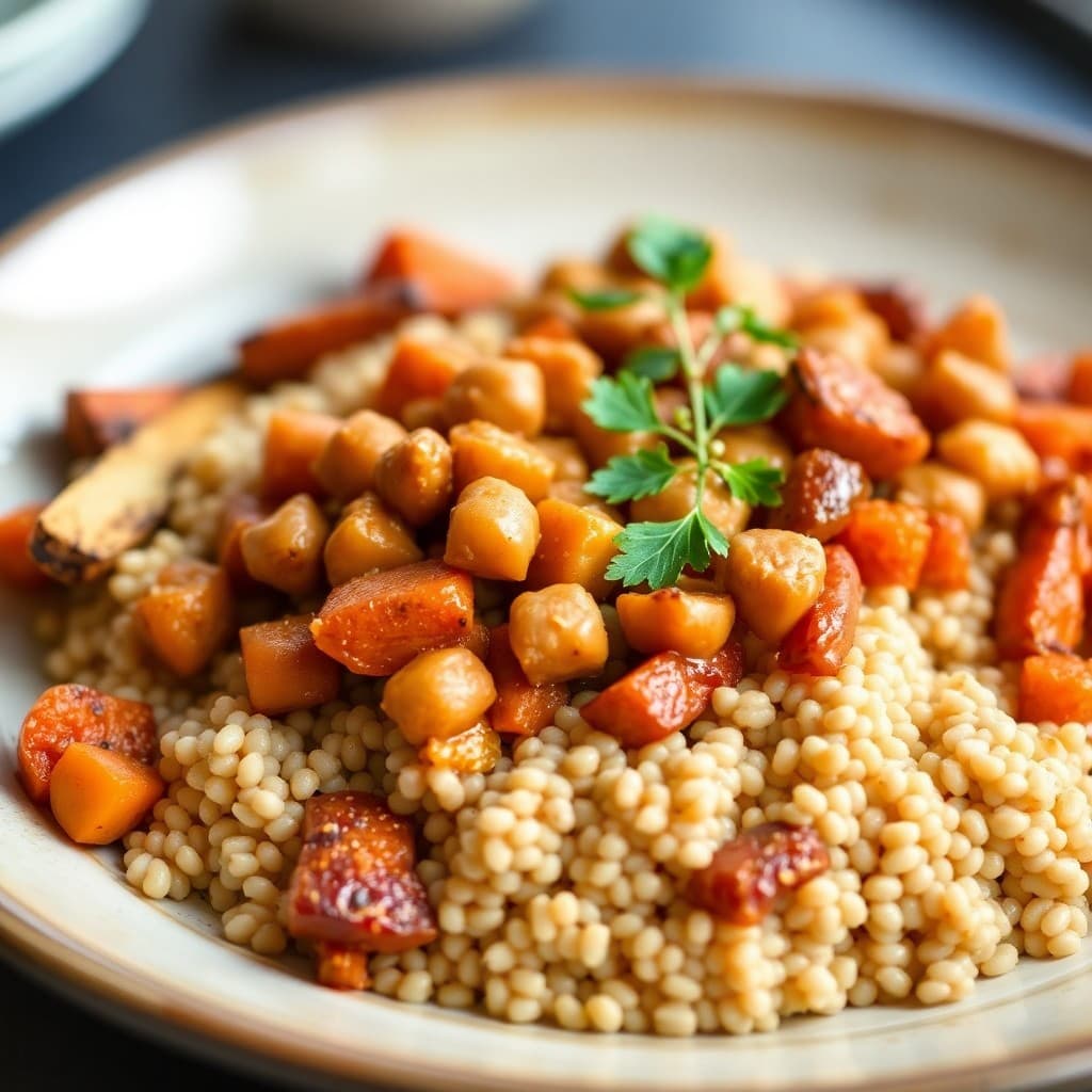 Moroccan-Spiced Chickpea & Millet Tagine with Roasted Root Vegetables