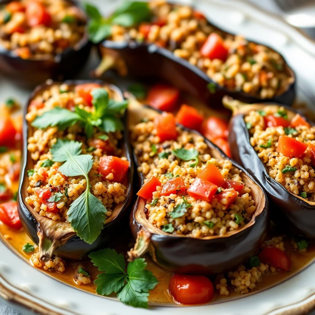 Mediterranean Quinoa-Stuffed Eggplant