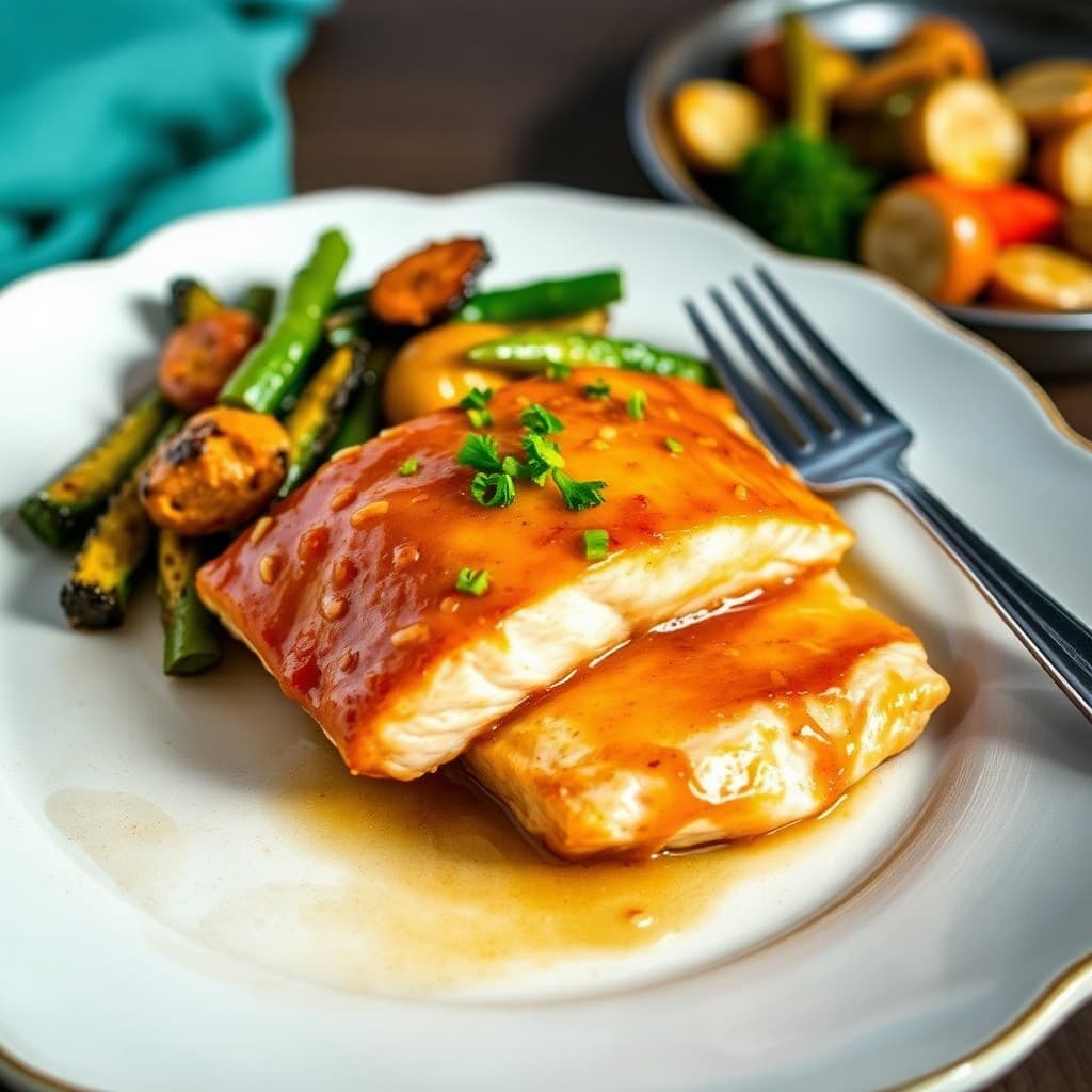 Honey Sesame Glazed Salmon with Roasted Vegetables