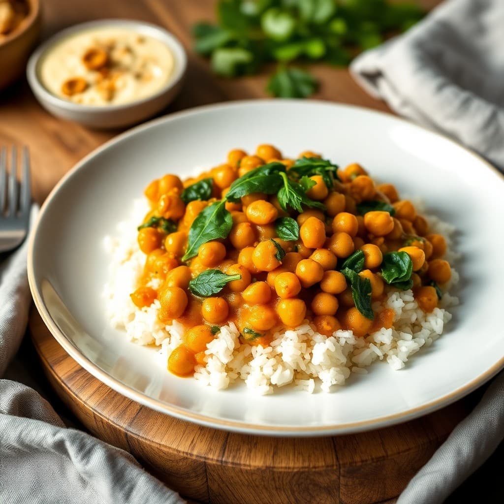 Indian Spiced Chickpea and Spinach Breakfast Curry