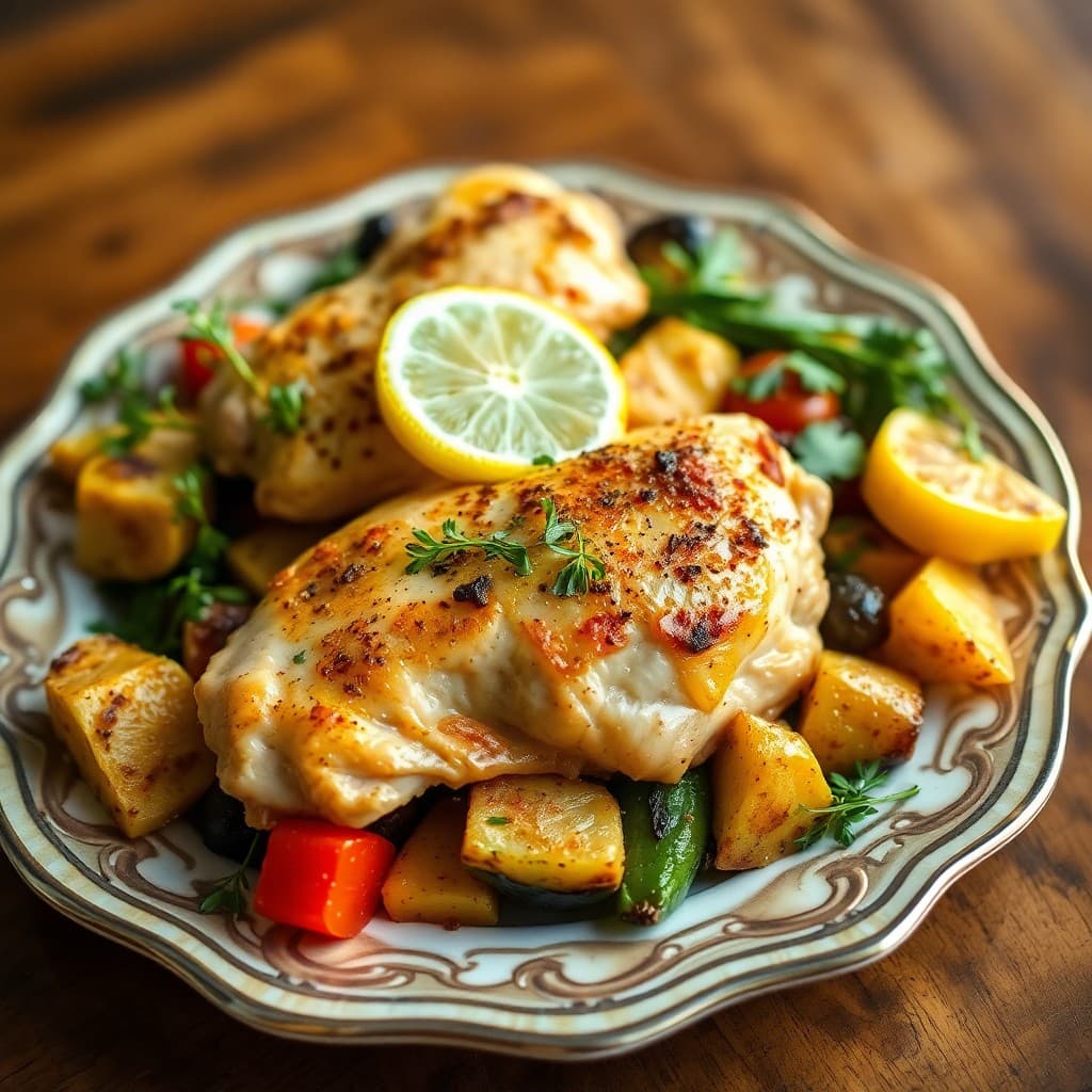 Lemon Garlic Baked Chicken with Roasted Veggies