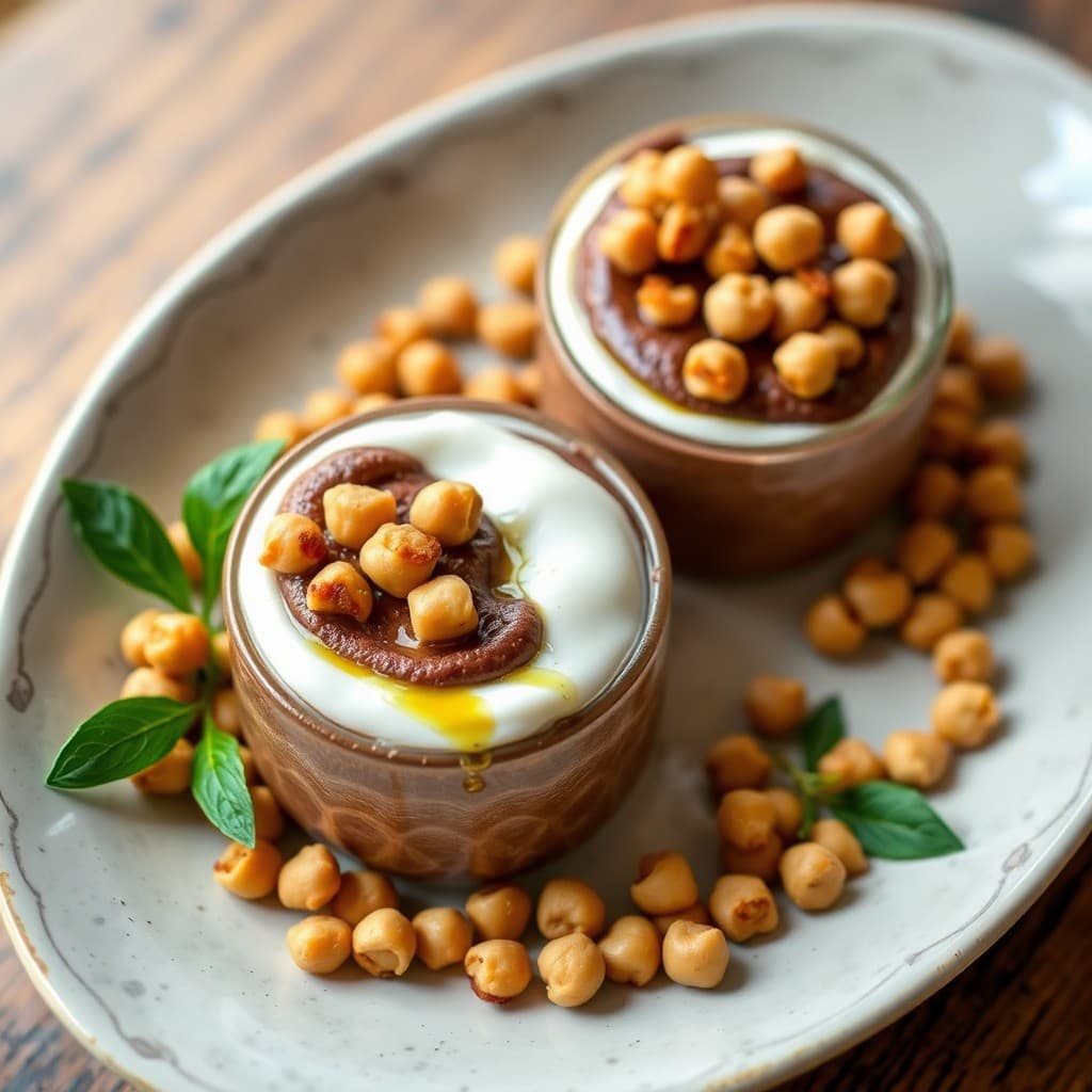 Levantine Carob & Tahini Mousse with Toasted Chickpea Crunch