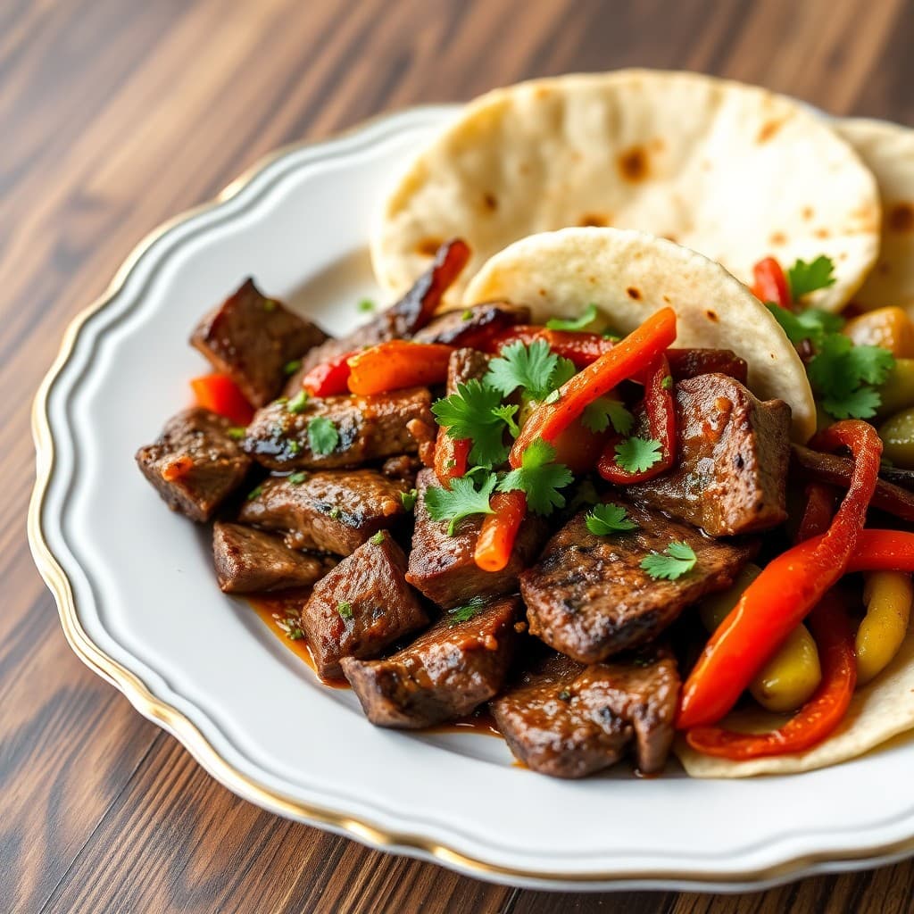 Vibrant Brazilian Steak Fajitas