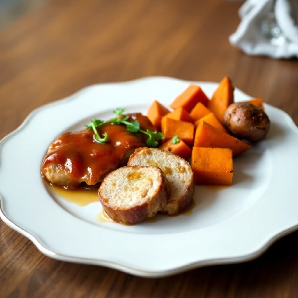 Honey Garlic Glazed Pork Tenderloin with Roasted Sweet Potatoes