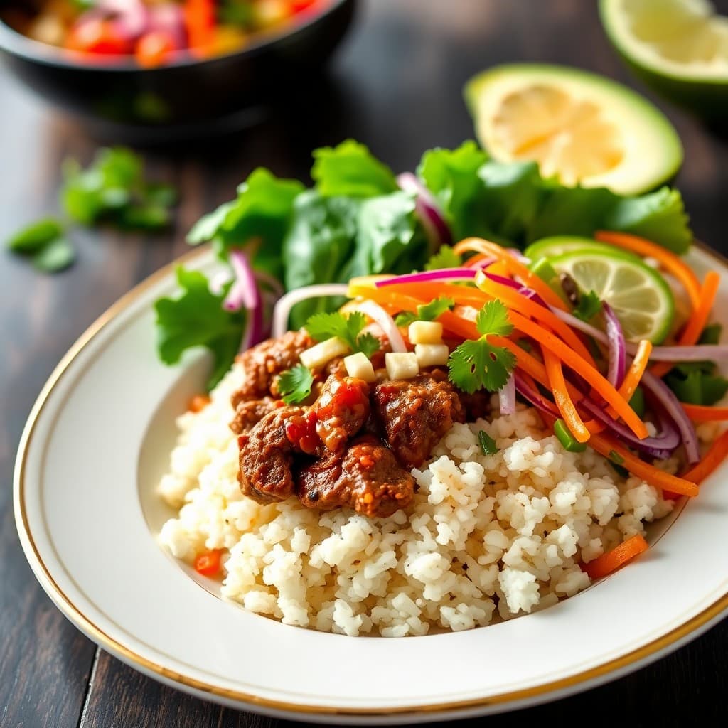 Spicy Thai Beef Burrito Bowls