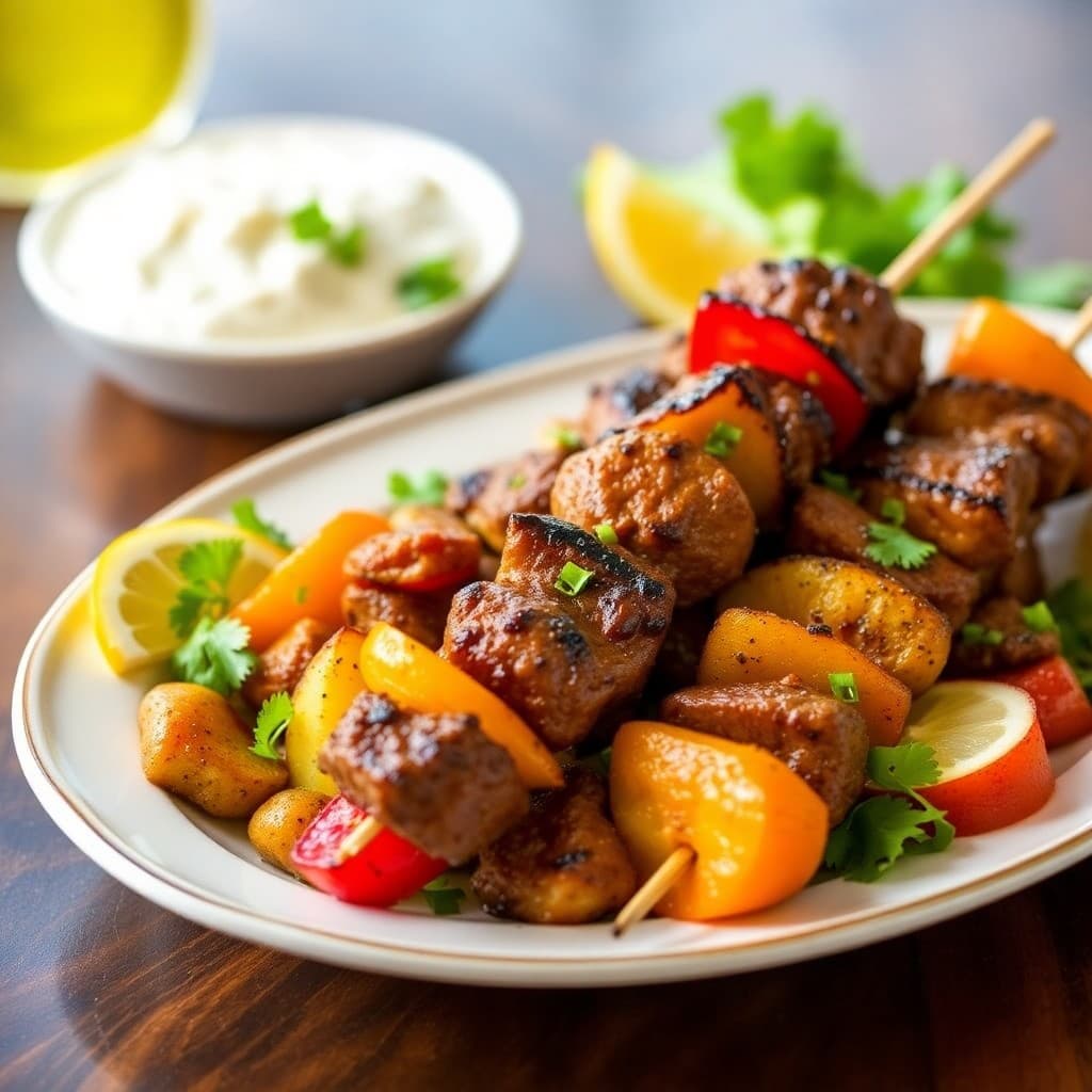 Zesty Brazilian Beef and Veggie Skewers