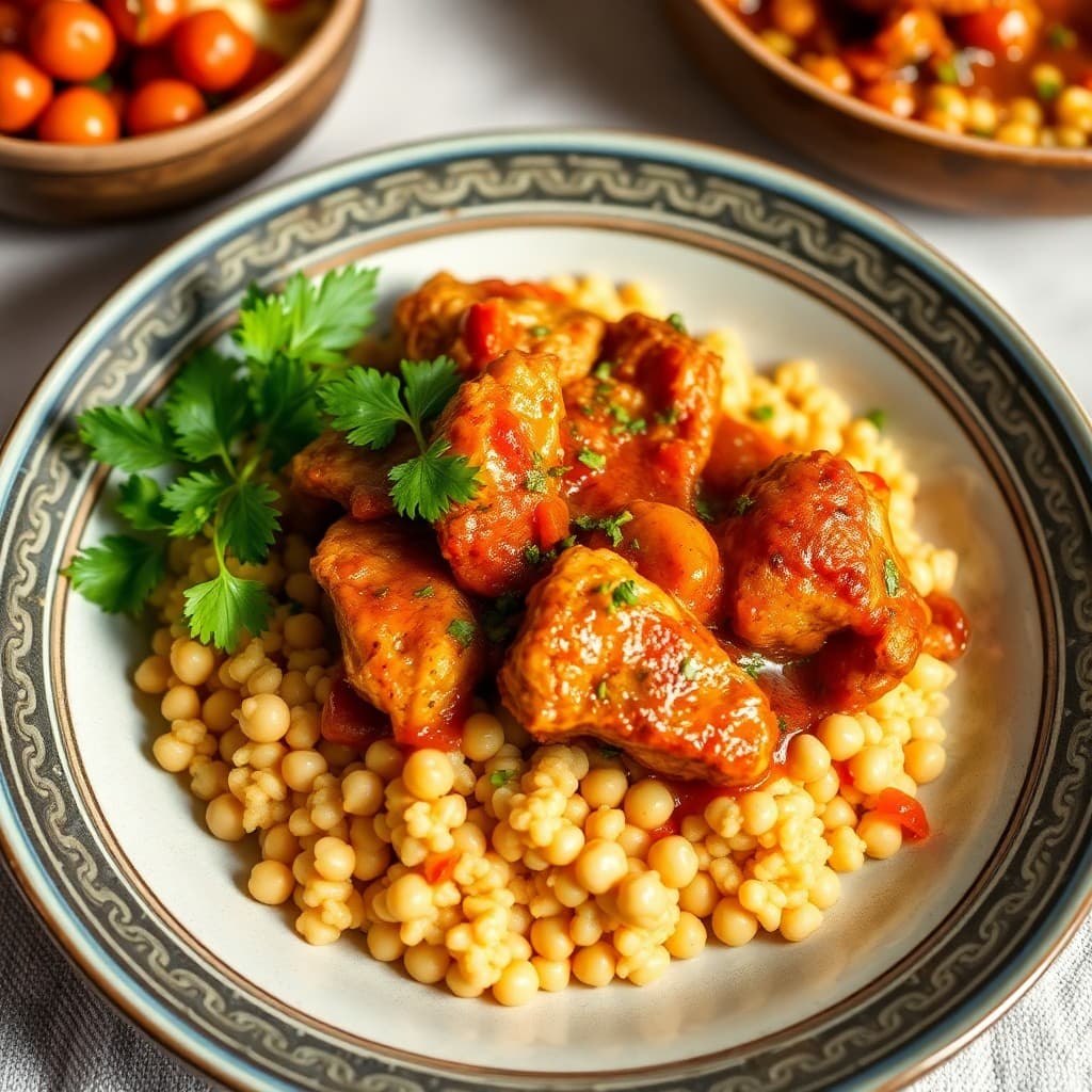 Zesty Moroccan Chicken Tagine with Chickpea Couscous