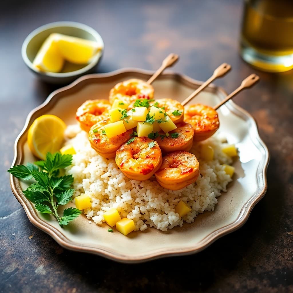 Spicy Coconut Shrimp Skewers with Pineapple Salsa