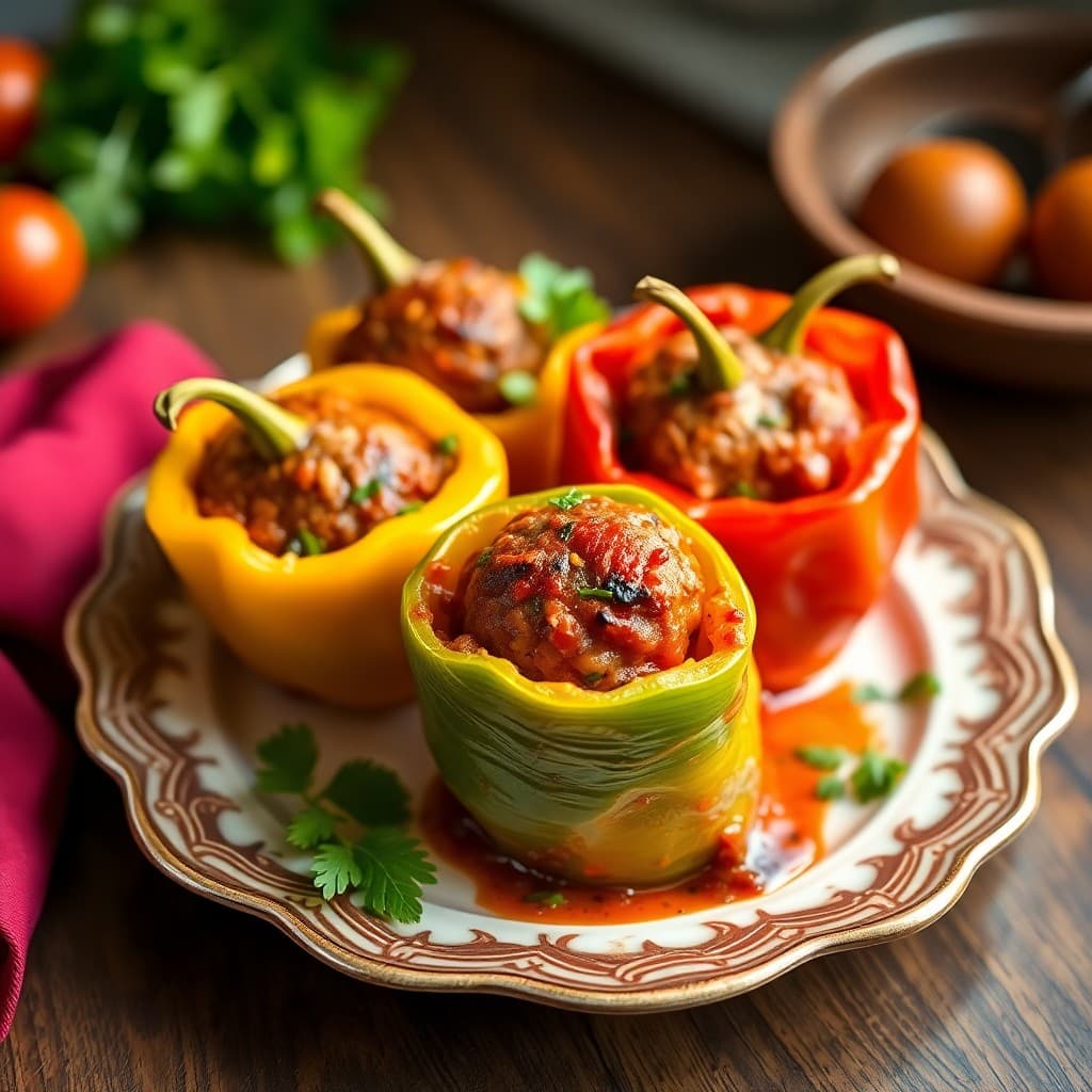 Zesty Italian Meatball Stuffed Peppers