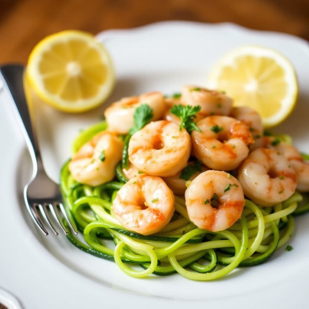 Zesty Lemon-Garlic Shrimp Scampi Zoodles