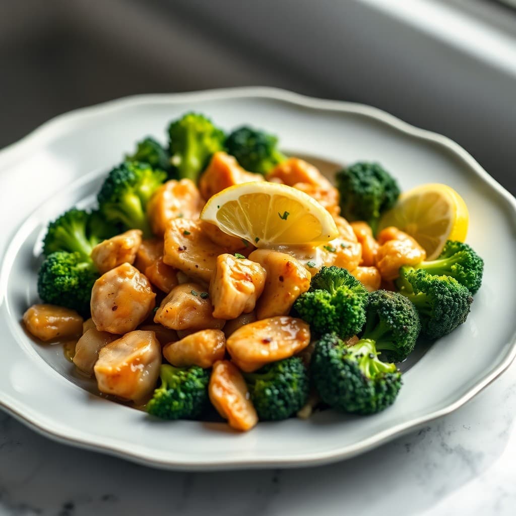 Zesty Lemon Chicken Stir-Fry with Garlicky Sautéed Broccoli