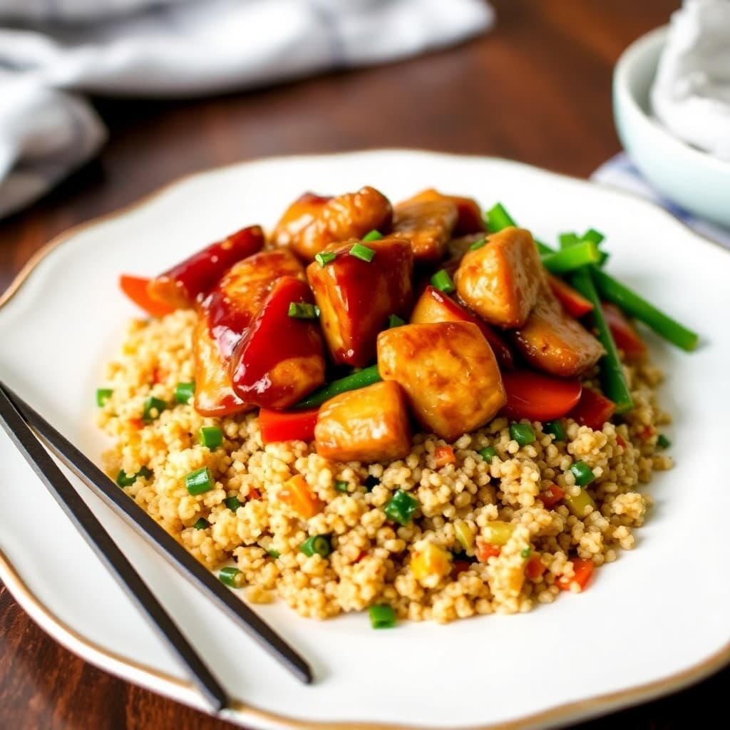 Teriyaki Glazed Chicken Stir-Fry with Vegetable Fried Quinoa