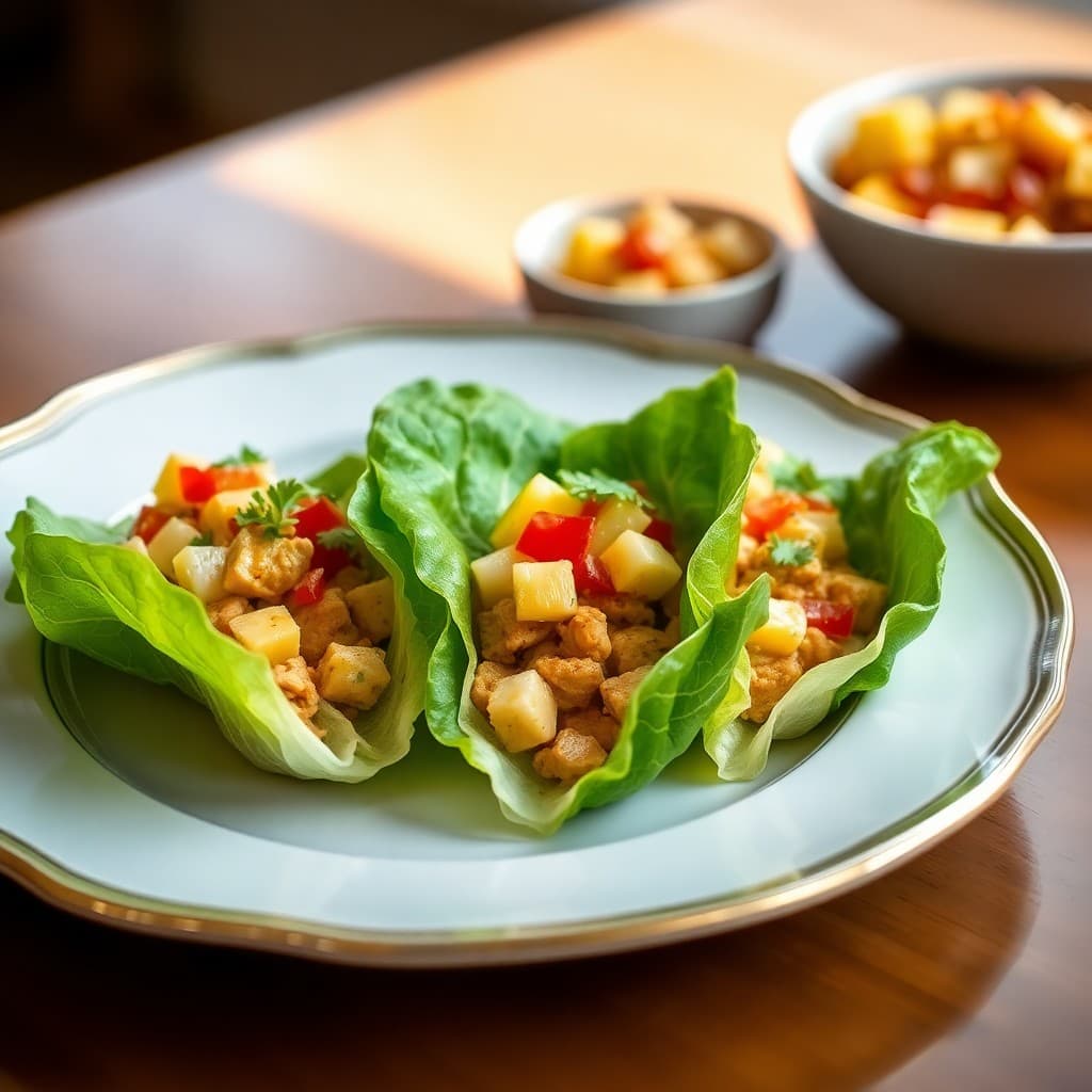 Zesty Thai Coconut Chicken Lettuce Wraps
