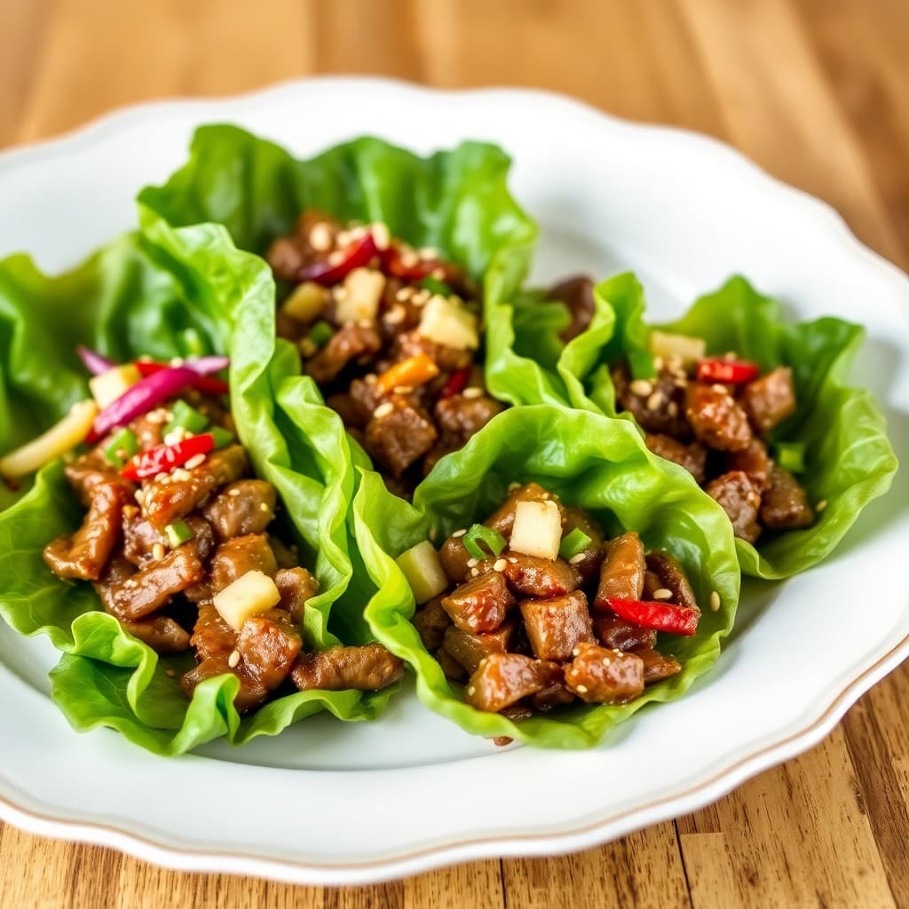 Vibrant Korean Bulgogi Beef Lettuce Wraps