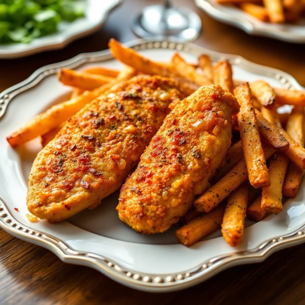 Baked Chicken Tenders with Veggie Fries