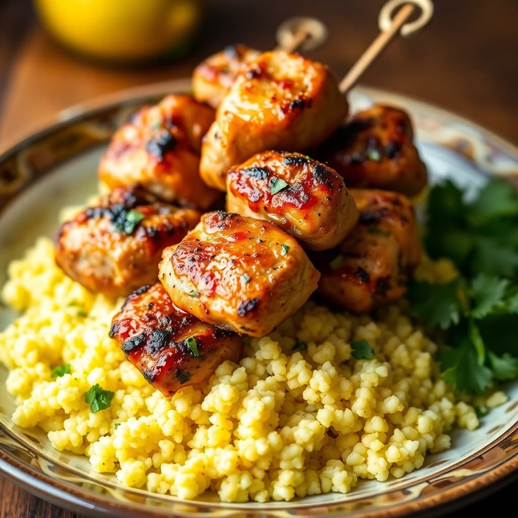 Moroccan-Spiced Chicken Skewers with Lemon Couscous